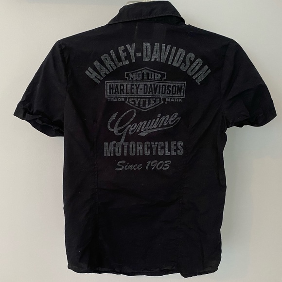 Harley Davidson Motorcycle Snap Button Down - Picture 1 of 2